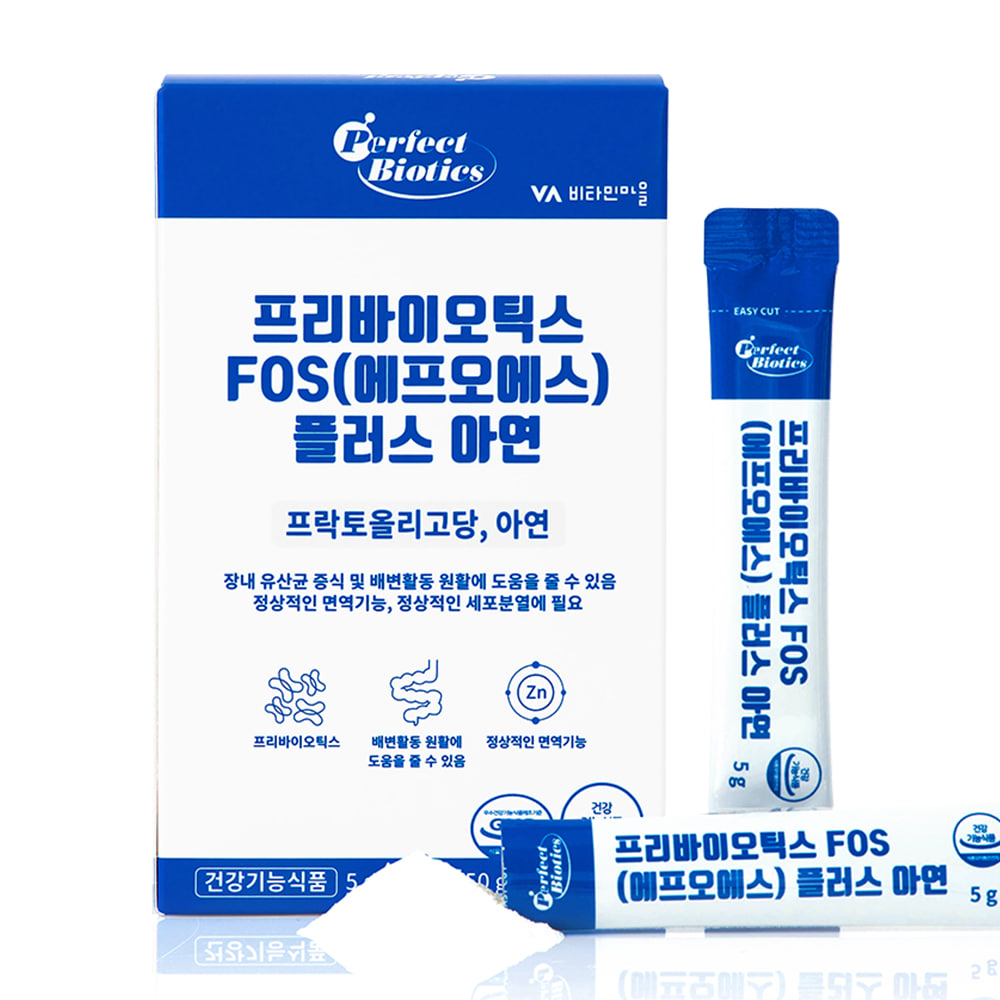 비타민마을 퍼펙트바이오틱스 2중기능성 프리바이오틱스 FOS 4000 플러스 아연 유산균 30포